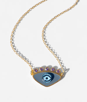 Grey Evil Eye Necklace