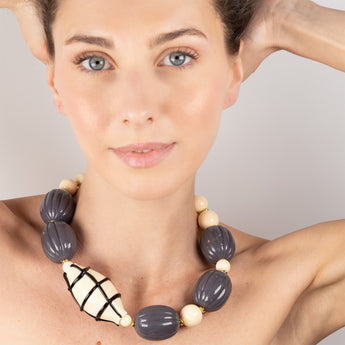 Katerina Psoma short grey necklace with Murano bead