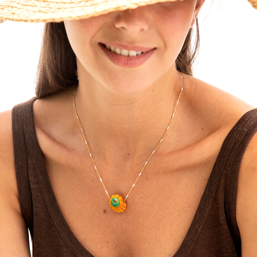 Katerina Psoma Yellow Murano Seashell Short Necklace gold plated chain
