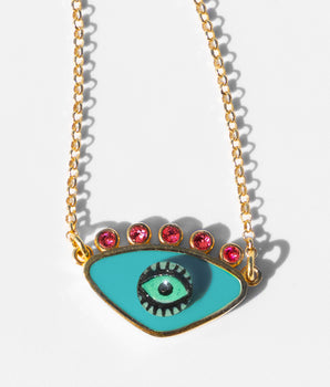 Katerina Psoma Turquoise Evil Eye Necklace
