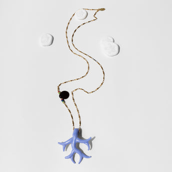 Katerina Psoma Long Murano Coral Chain Pendant in Lilac