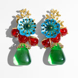 Katerina Psoma Statement Hoops gold plated with beads and flowers