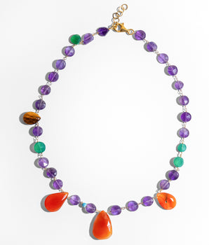 Katerina Psoma short necklace with amethyst and carnelian