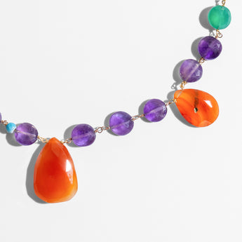Katerina Psoma short necklace with amethyst and carnelian detail