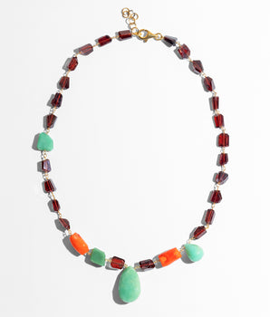 Katerina Psoma short necklace with carnelian and coral