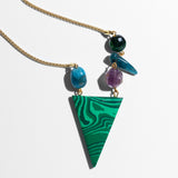 katerina psoma Gold plated 925 silver chain pendant with malachite and stones