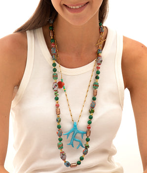 Katerina Psoma Turquoise Murano Chain Necklace