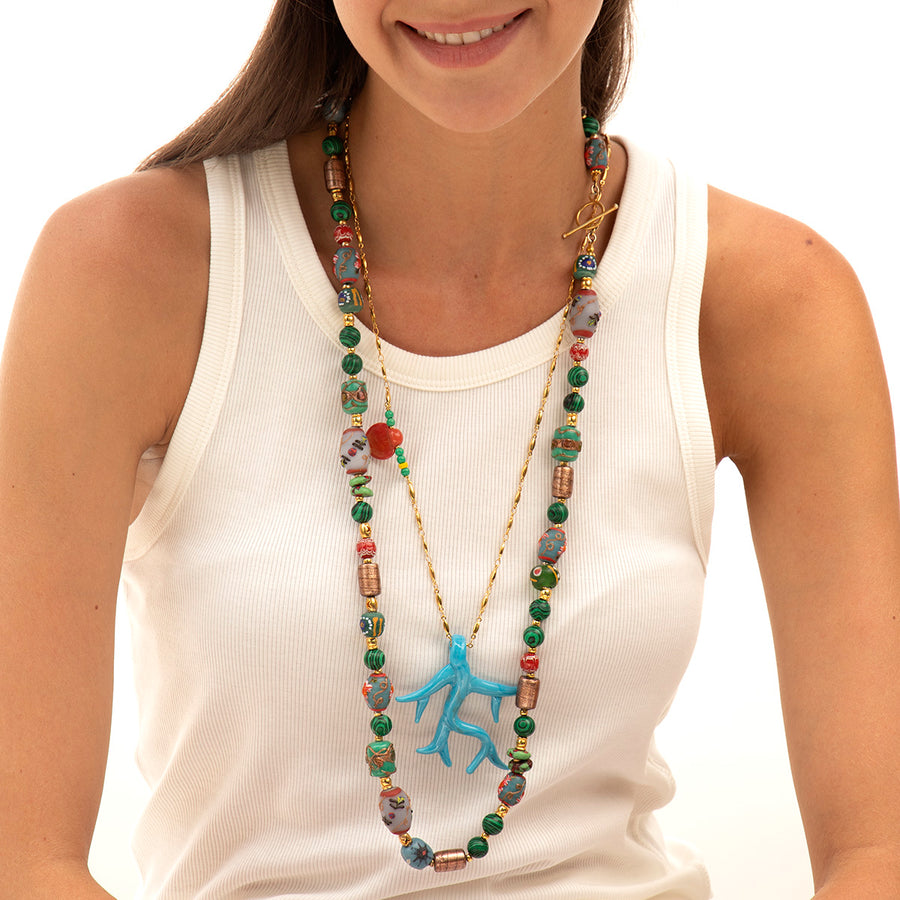 Katerina Psoma Turquoise Murano Chain Necklace