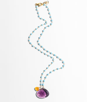 katerina Psoma necklace with turquoise and amethyst
