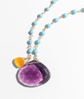 katerina Psoma necklace with turquoise and amethyst
