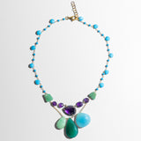 Katerina Psoma semiprecious short necklace with amethyst, turquoise and agate