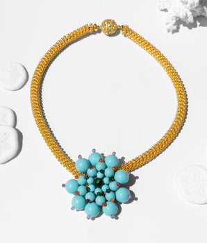 Katerina Psoma Precious Turquoise Gold Plated Chain Necklace