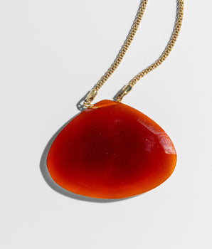 Katerina Psoma Long Necklace with Carnelian gold plated chain 925 silver
