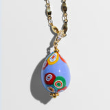 Katerina Psoma Easter Murano Egg with Gold plated chain murrina lilac