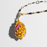 Katerina Psoma Easter Murano Egg with Gold plated chain aventurina yellow pink