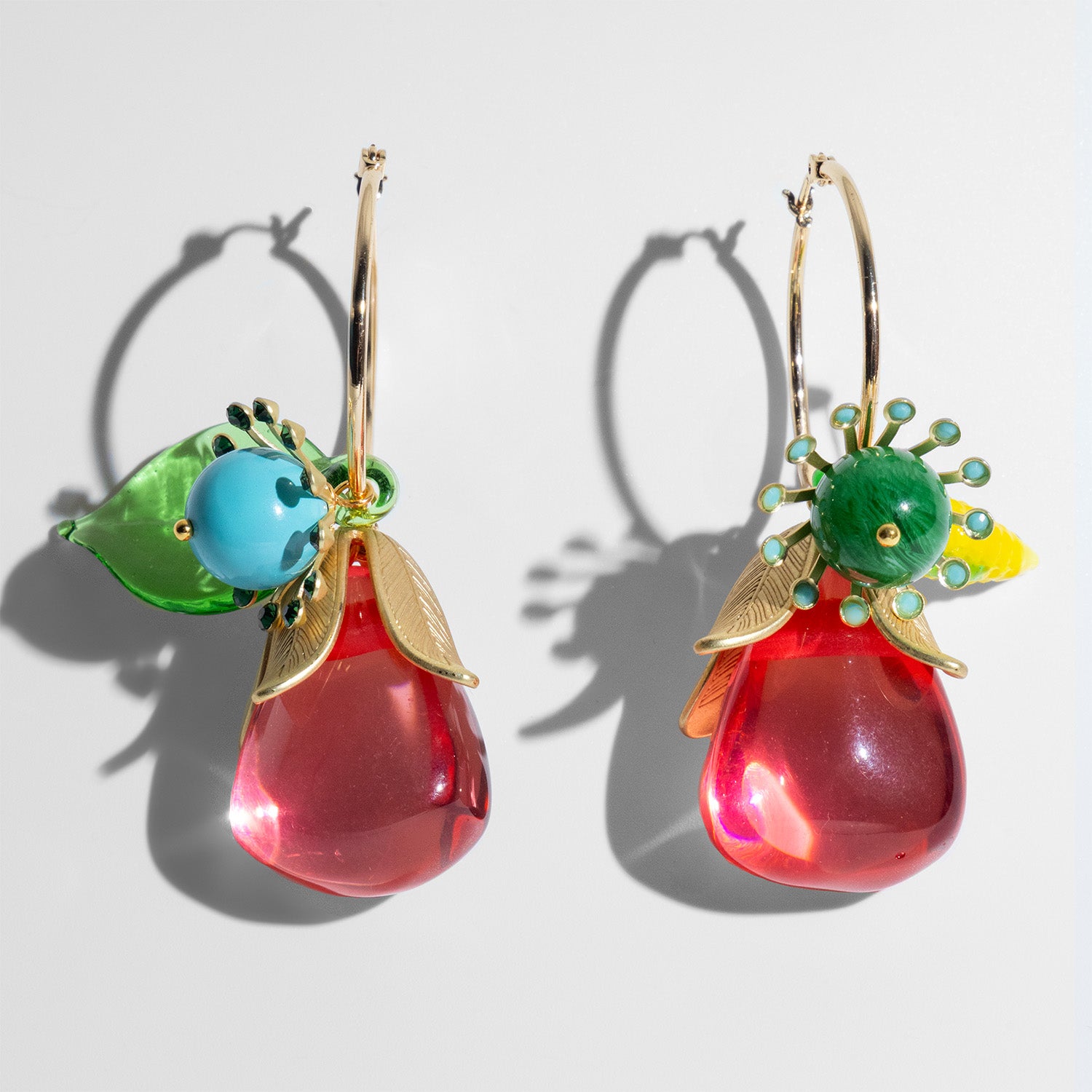Katerina Psoma Statement Hoops gold plated with beaded fruits