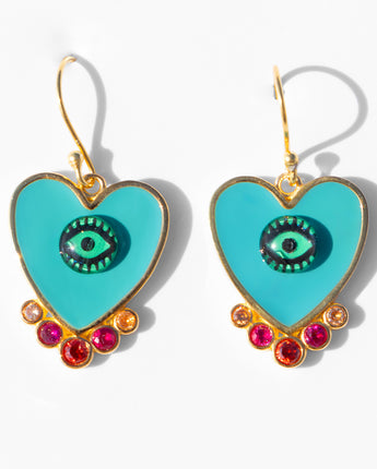 Katerina Psoma Turquoise Evil Eye Heart Earrings