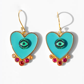 Katerina Psoma Turquoise Evil Eye Heart Earrings
