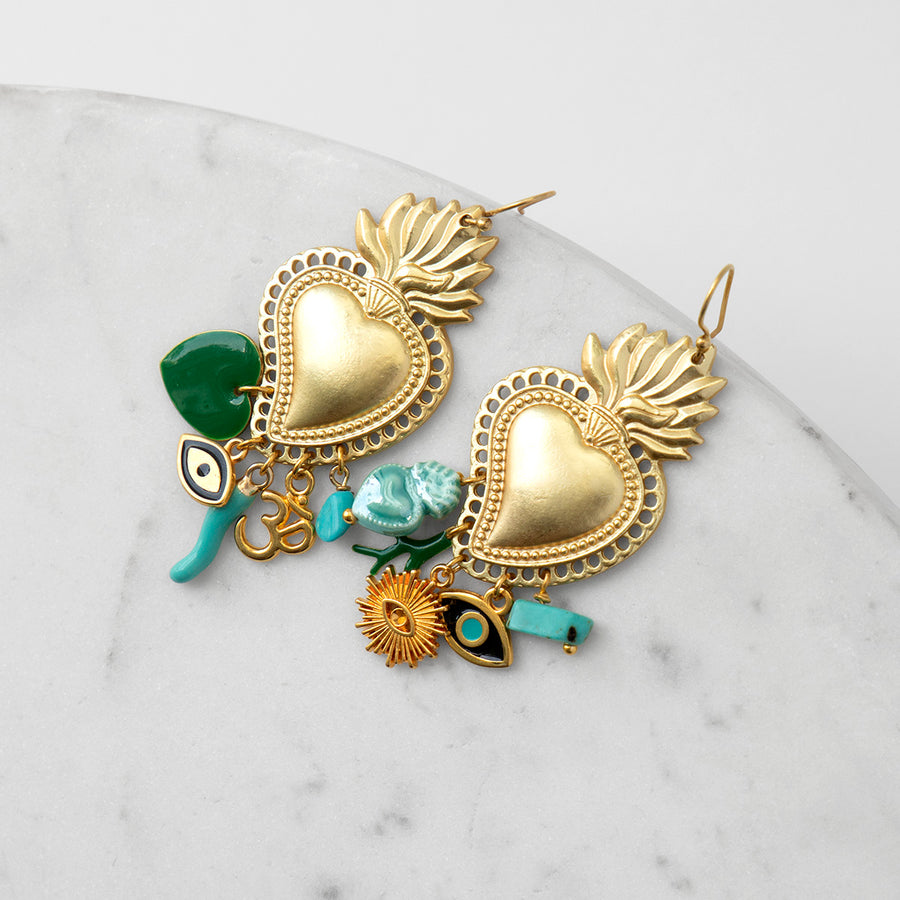 Katerina Psoma Dangle Earrings with Charms gold plated