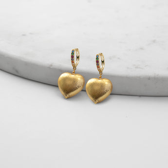 Katerina Psoma Hoops with Metal Hearts gold plated