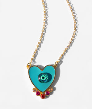 Katerina Psoma Turquoise Evil Eye Heart Necklace