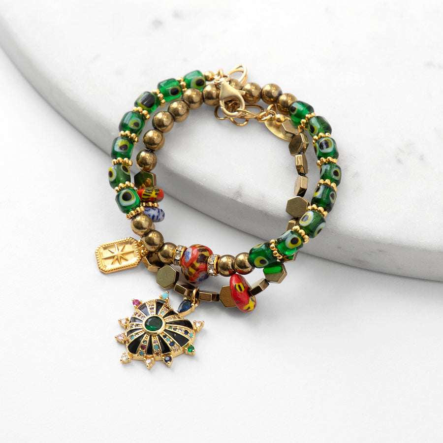 Katerina Psoma Green Evil Eye Bracelet summer style