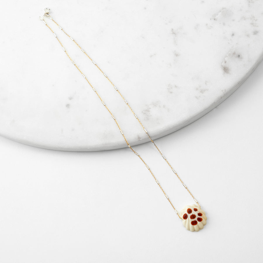 Katerina Psoma White Murano Seashell Short Necklace gold plated chain