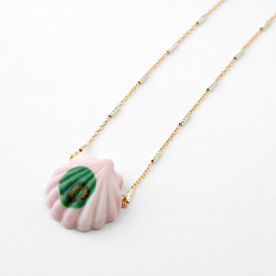 Katerina Psoma Pink Murano Seashell Necklace handmade