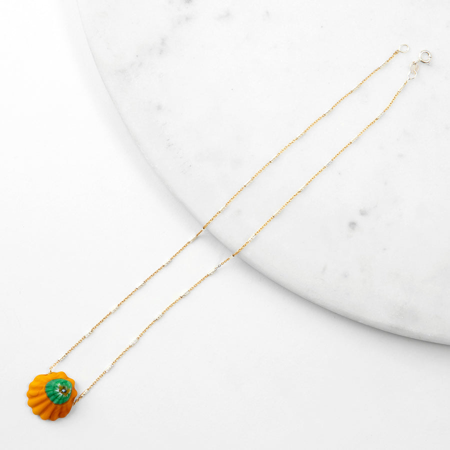 Katerina Psoma Yellow Murano Seashell Short Necklace handmade