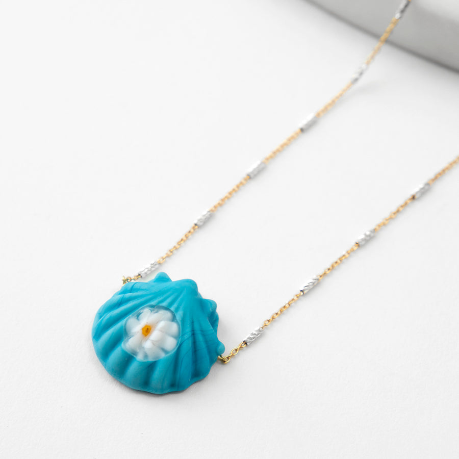 Katerina Psoma Turquoise Murano Seashell Short Necklace