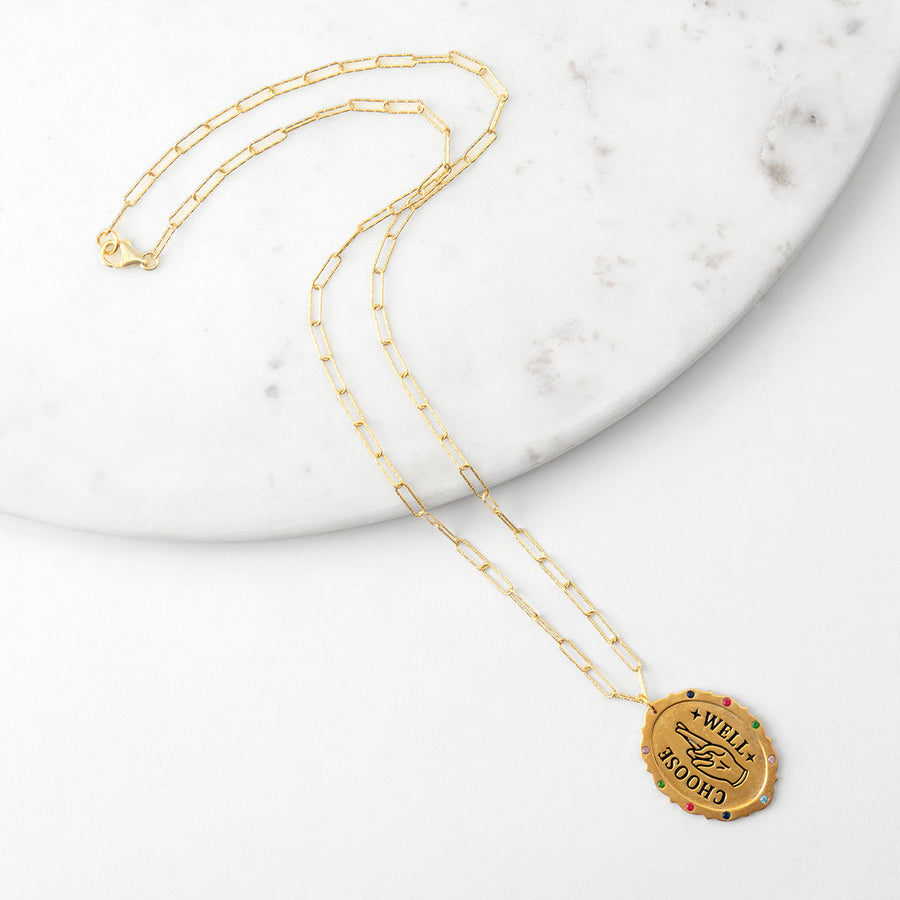 Katerina Psoma Gold plated pendant necklace with stones semiprecious 925 silver chain detail