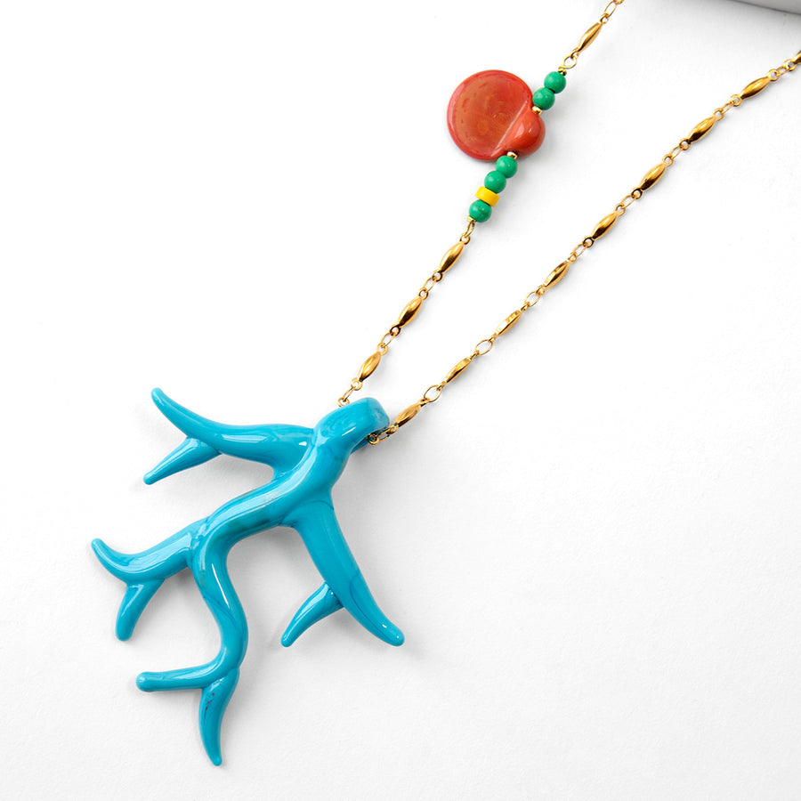 Katerina Psoma Turqoise Murano Coral Chain Necklace