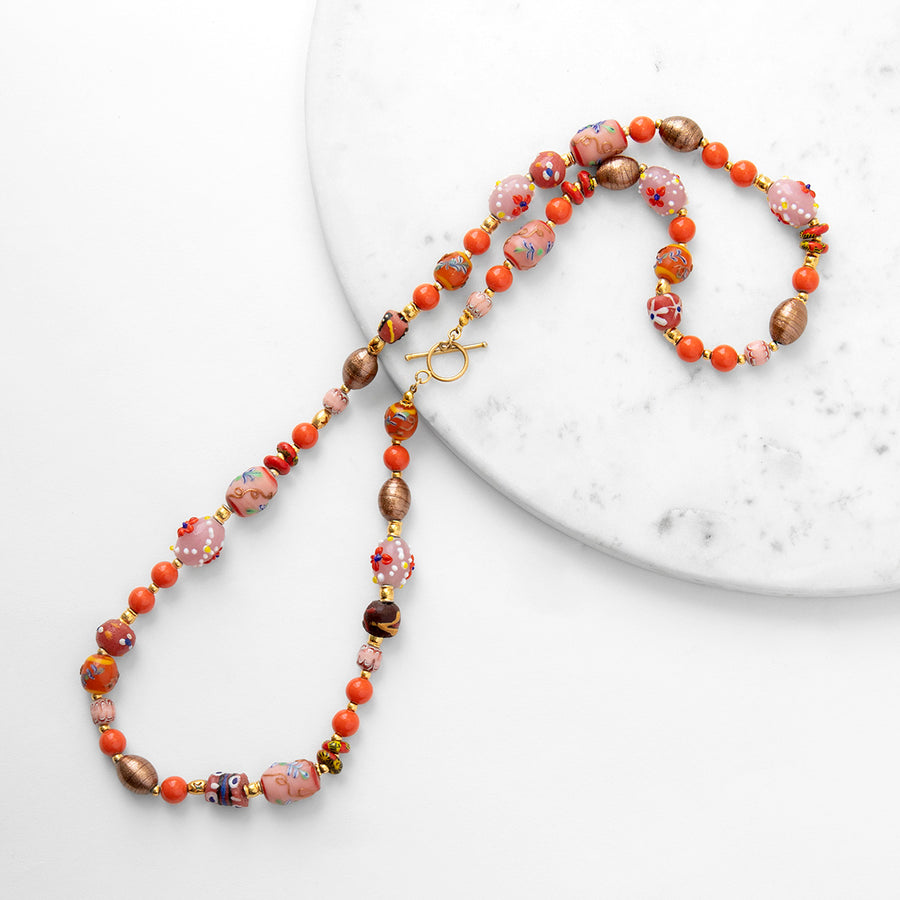 Katerina Psoma Rosalba Orange Bead Long Necklace