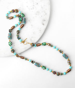 Katerina Psoma Rosalba Light Blue Bead Long Necklace