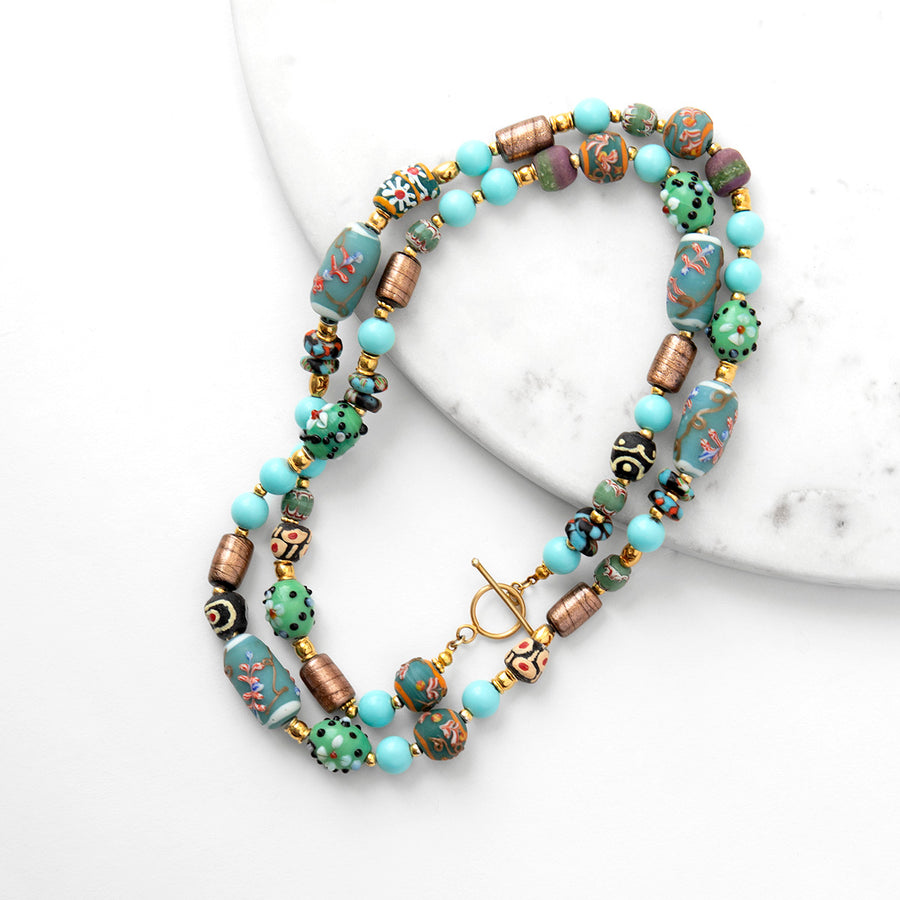 Katerina Psoma Rosalba Bead Necklace in Light Blue color