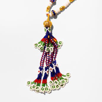 Katerina Psoma Colorful beaded necklace with a tassel 