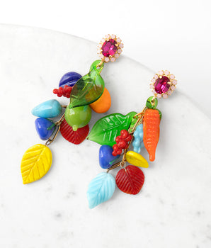 Katerina Psoma Dangle Earrings with fruits and crystals