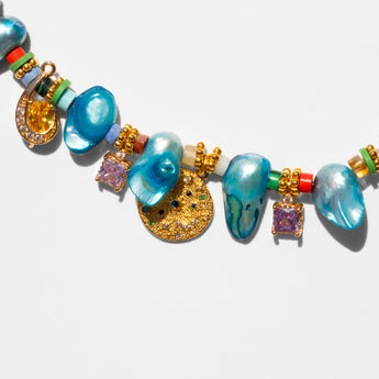 Katerina Psoma Light Blue Pearl Short Necklace