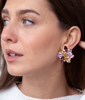 Katerina Psoma Alice Purple Clip Crystals Earrings