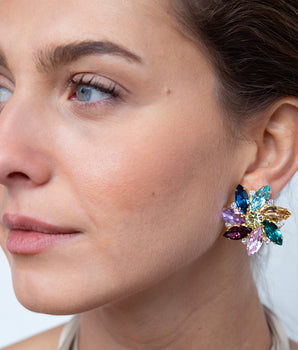 Alice Clip Multicolor Crystal Earrings