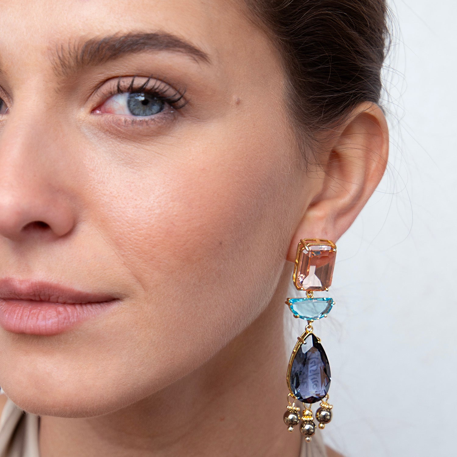 Katerina Psoma Luciana Grey and blue Dangle Earrings