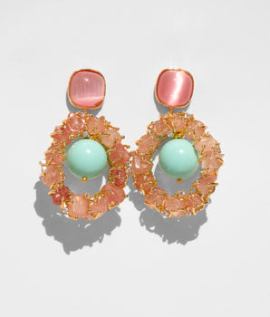 Katerina Psoma Dangle Earrings with Pink Quartz