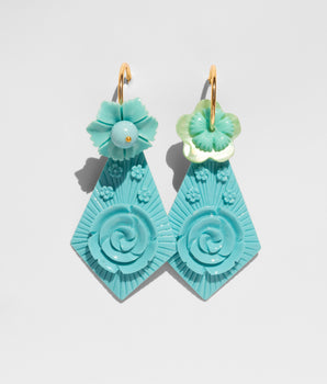 Katerina Psoma Turquoise floral statement earrings