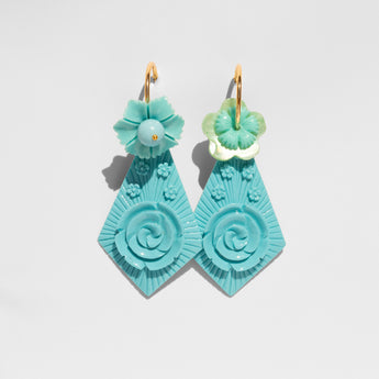 Katerina Psoma Turquoise floral statement earrings