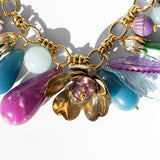 Katerina Psoma short chain necklace with vintage acrylic leaves flowers and drops