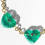 Katerina Psoma Short chain Necklace with green hearts
