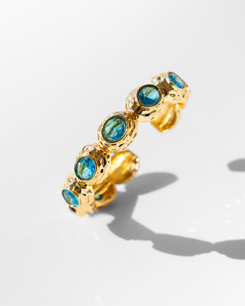 Katerina Psoma gold plated metal bracelet with blue crystals