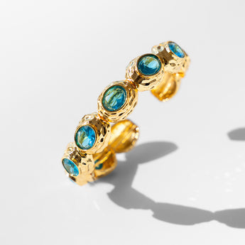 Katerina Psoma gold plated metal bracelet with blue crystals