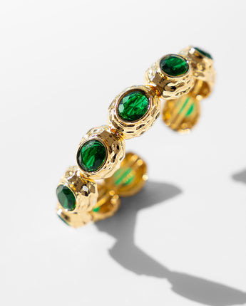 Katerina Psoma gold plated metal bracelet with green crystals