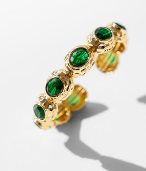 Katerina Psoma gold plated metal bracelet with green crystals